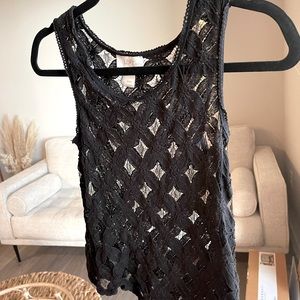 Ann Taylor LOFT - Black Crochet Top
